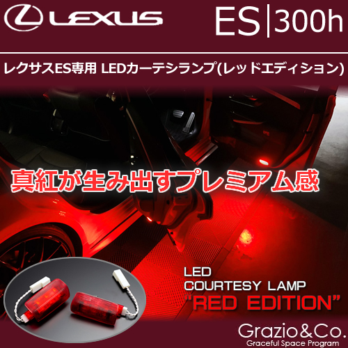 レクサス ES専用 LEDカーテシランプ(レッドエディション)