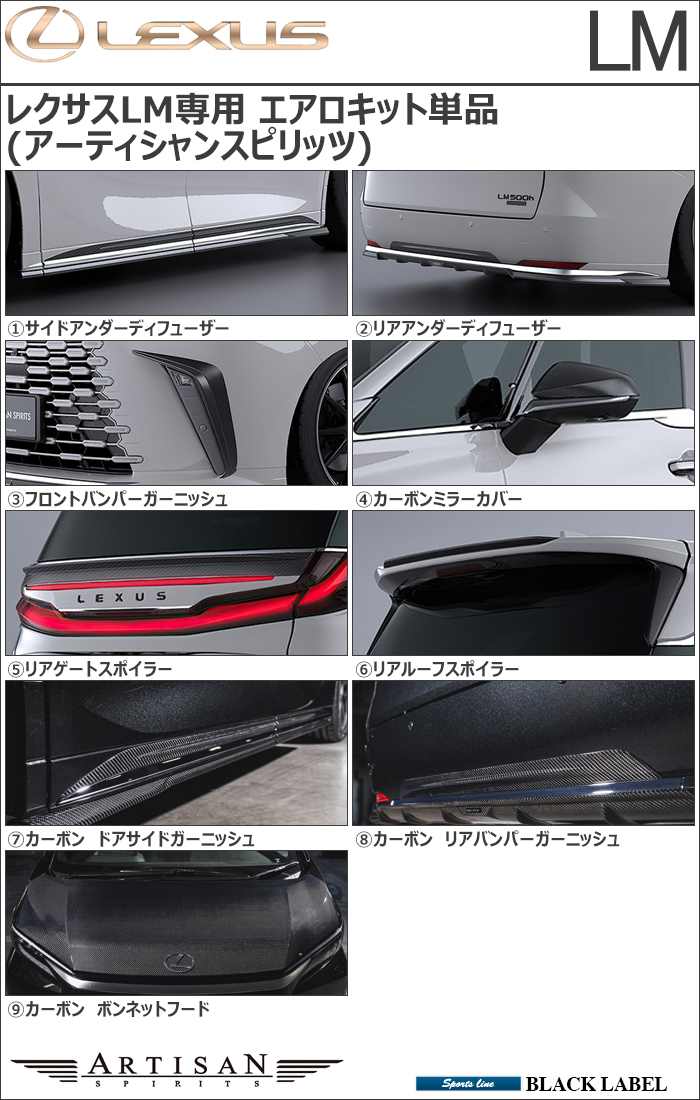 レクサスLM専用 エアロキット単品(アーティシャンスピリッツ)