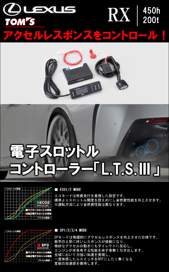 レクサス RX専用 TOM’s 電子スロットルコントローラー「L.T.S.3」
