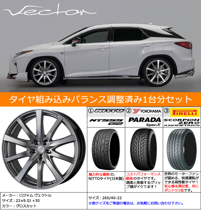 レクサス RX用 ホイール&タイヤセット(ロジャム ヴェクトル・22インチ)