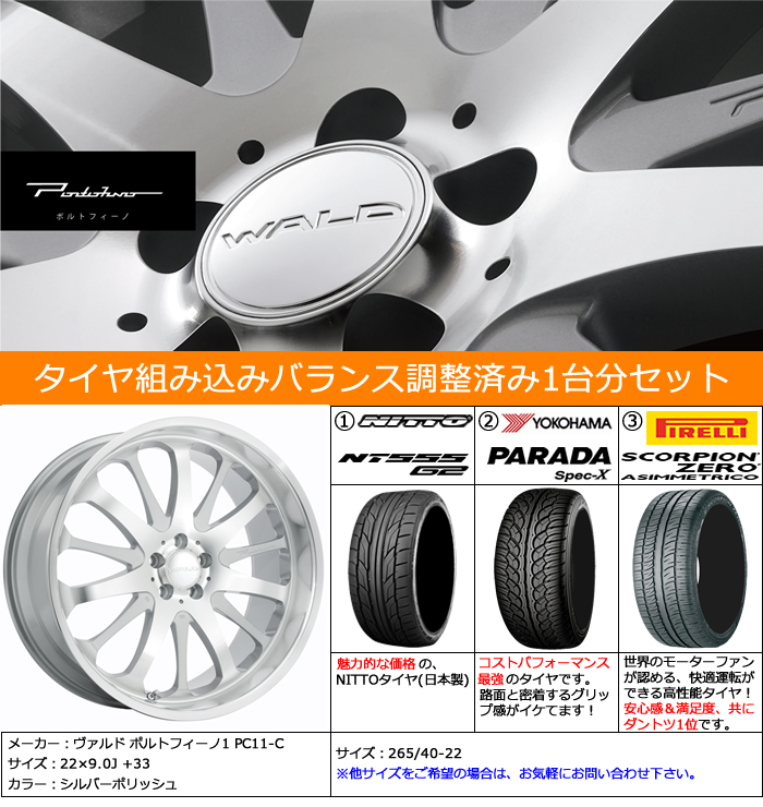 レクサス RX用 ホイール&タイヤセット(ヴァルド PC11-C・22インチ)