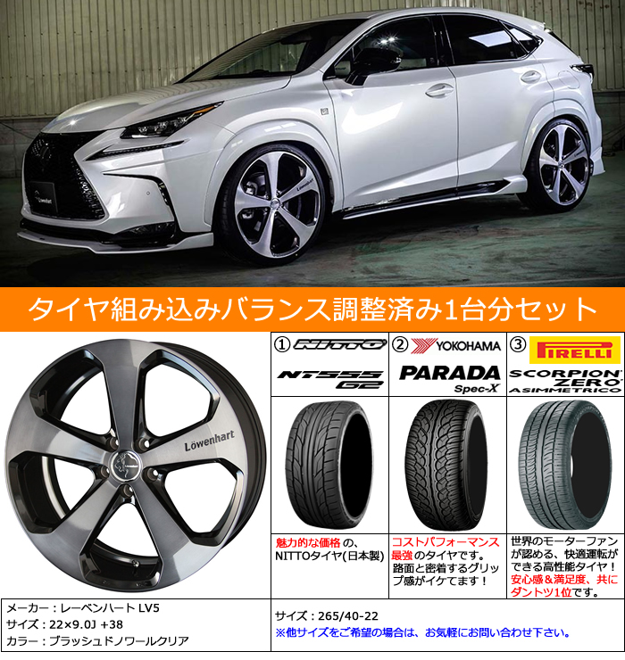 レクサス RX用 ホイール&タイヤセット(レーベンハート LV5・22インチ)