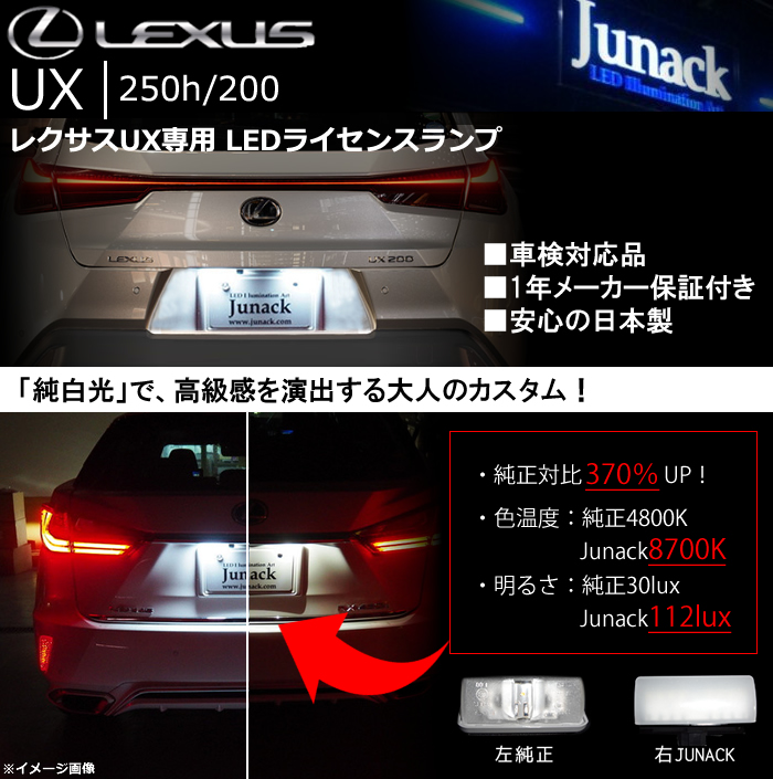 レクサス UX専用 LEDライセンスランプ(ジュナック)